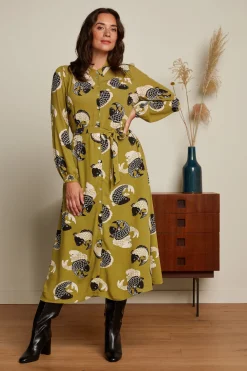King Louie Jurken|Carina Dress Koi Chartreuse Yellow