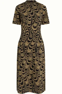 King Louie Jurken|Chinese Midi Dress Bobbin Jacquard Black