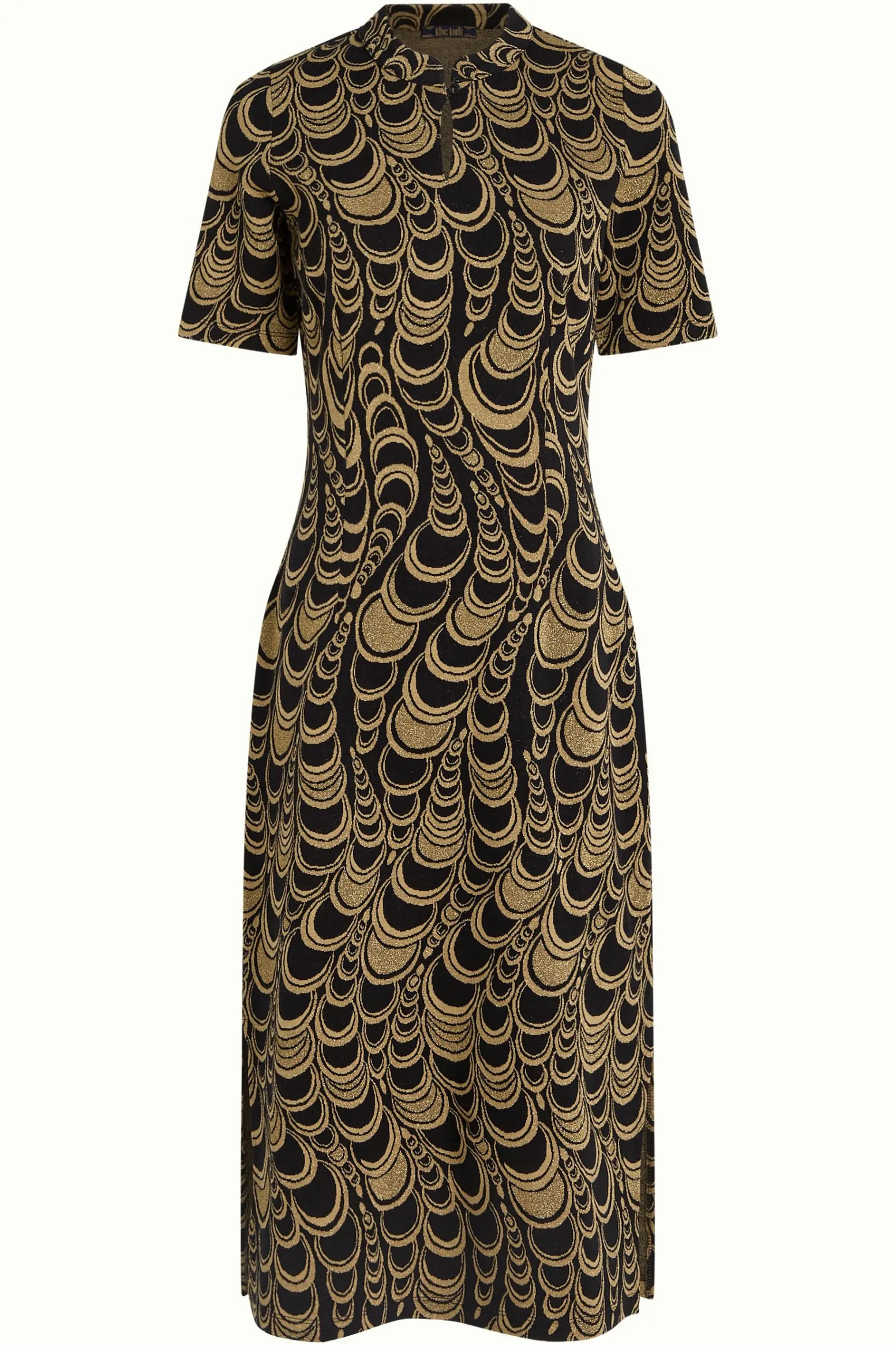 King Louie Jurken|Chinese Midi Dress Bobbin Jacquard Black