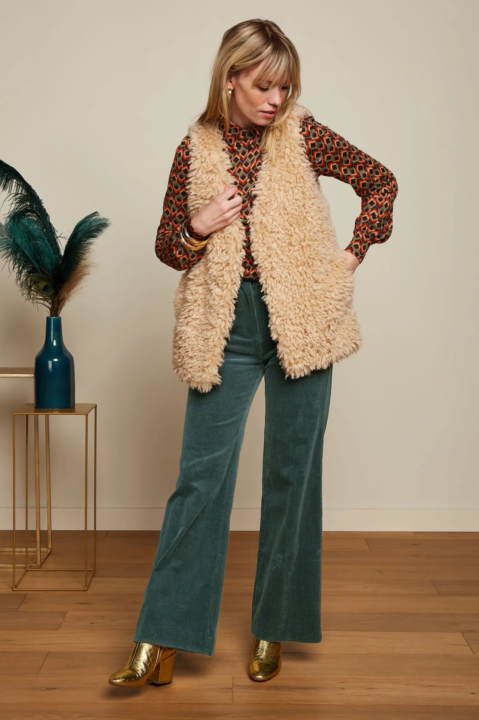 King Louie Jassen & Blazers|Cilla Gilet Boheme Marzipan