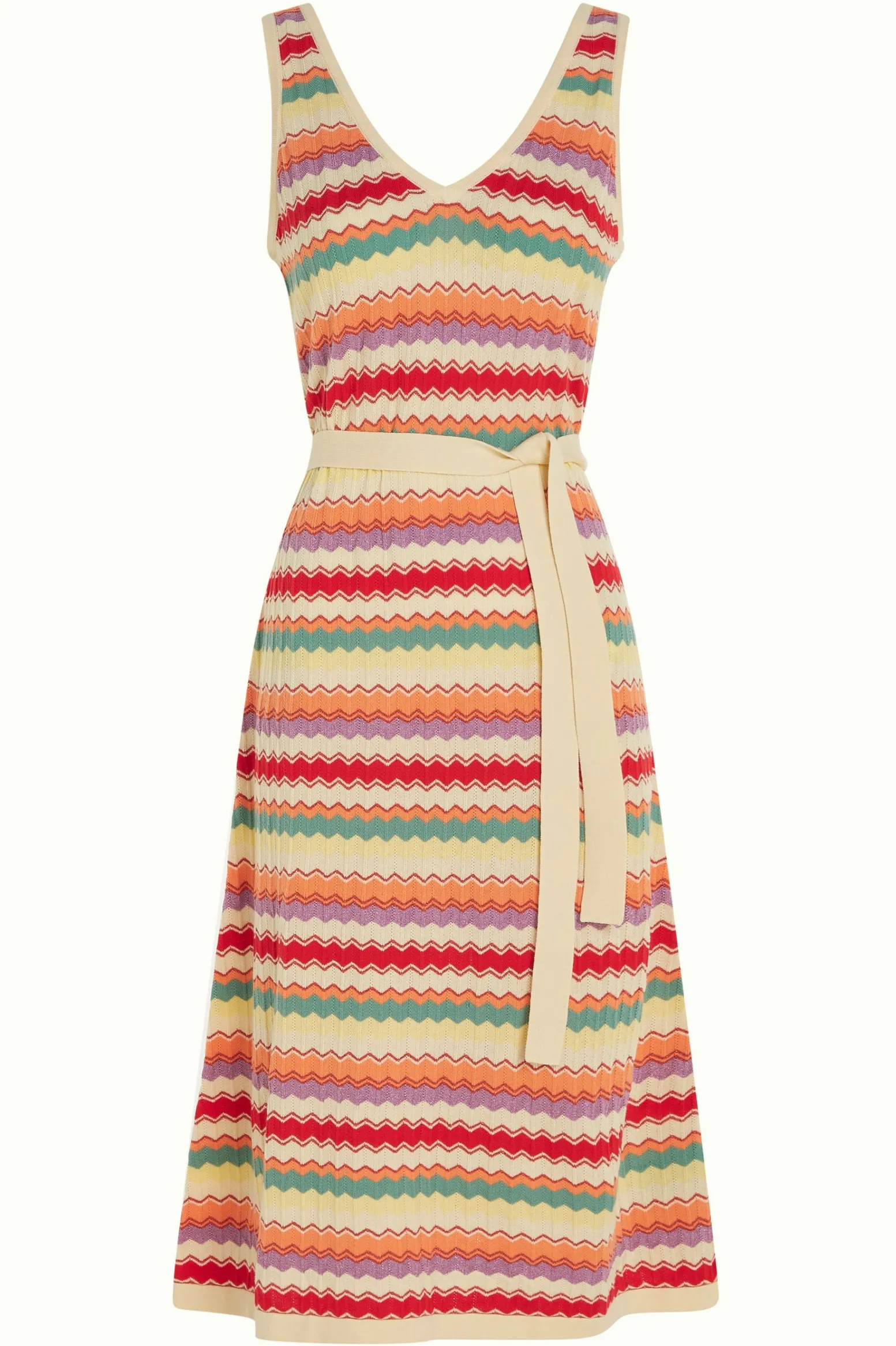 King Louie Jurken|Deep V Knit Dress Hadley Cream