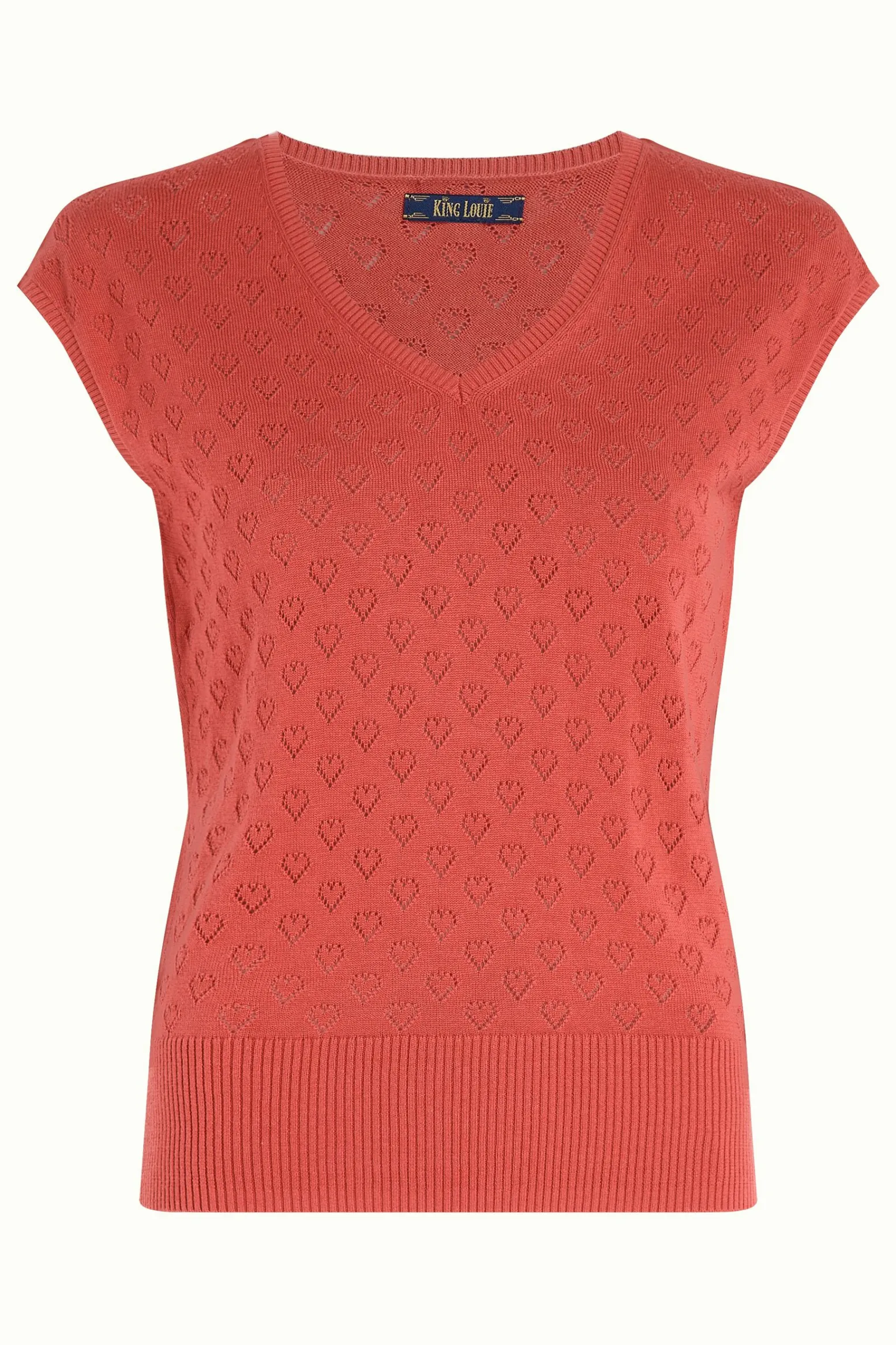 King Louie Tops & Shirts|Deep V Top Heart Ajour Tweed Orange