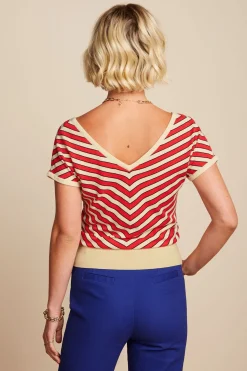 King Louie Tops & Shirts|Double V Top Port Stripe Fiery Red