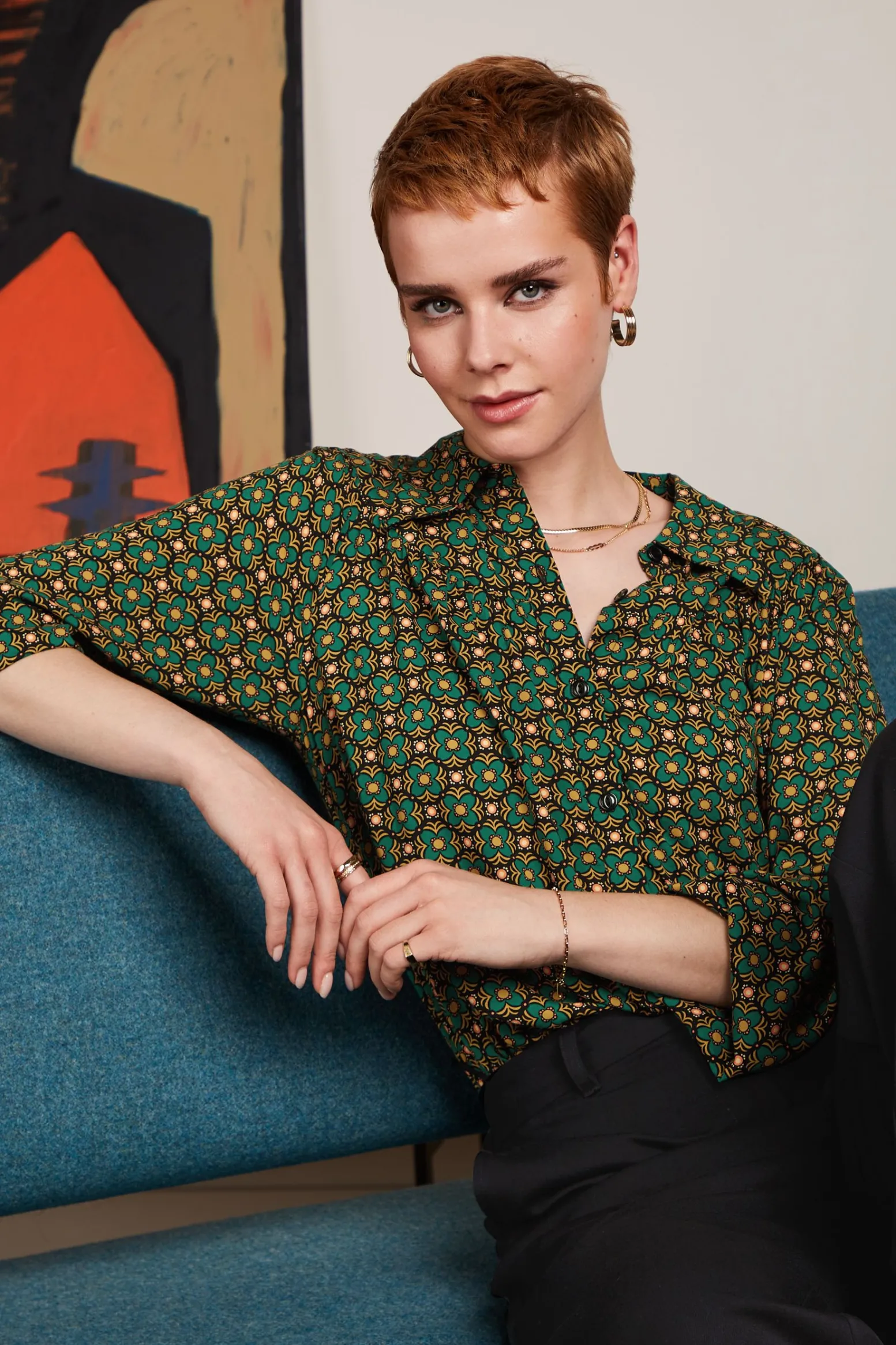 King Louie Blouses|Edith Blouse Valley Peacock Green