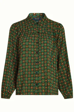 King Louie Blouses|Edith Blouse Valley Peacock Green