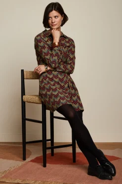 King Louie Jurken|Eliza Pocket Dress Farley Cabernet Red