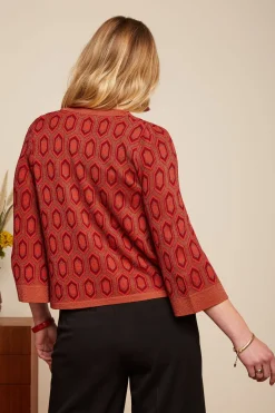 King Louie Vesten|Emily Cardi Crown Tweed Orange