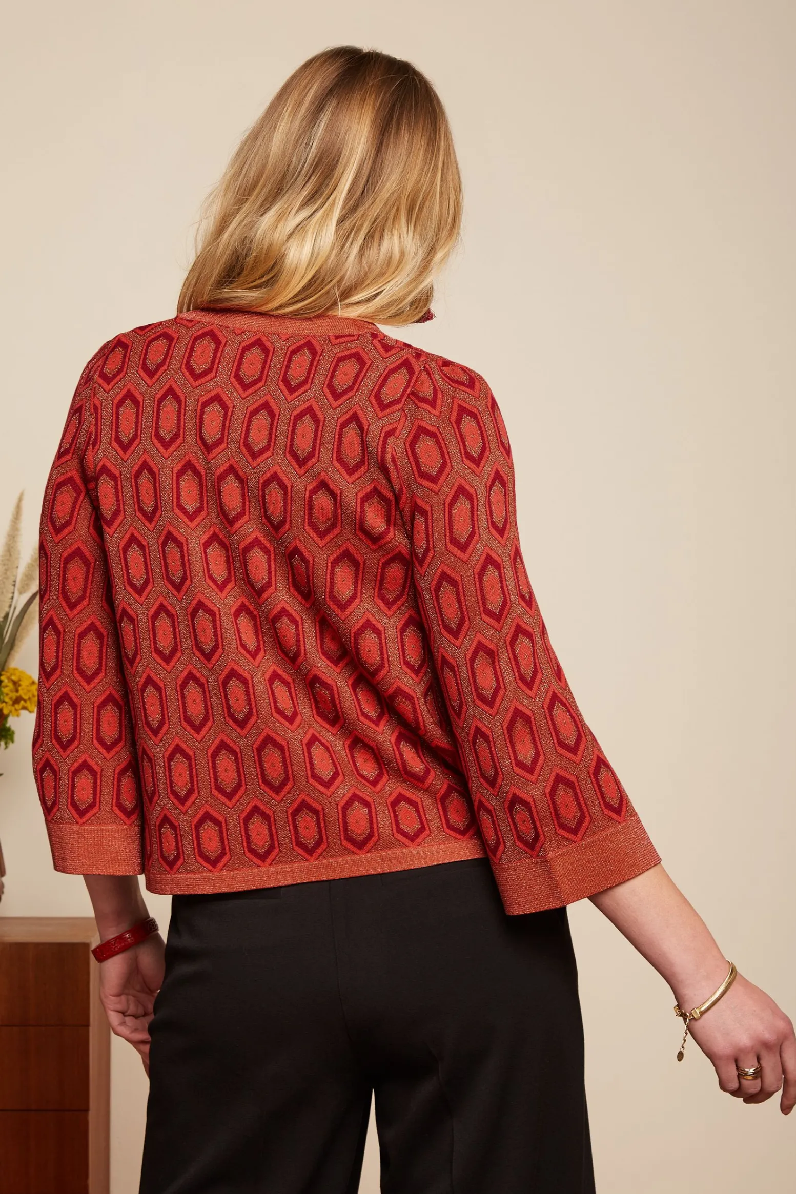 King Louie Vesten|Emily Cardi Crown Tweed Orange