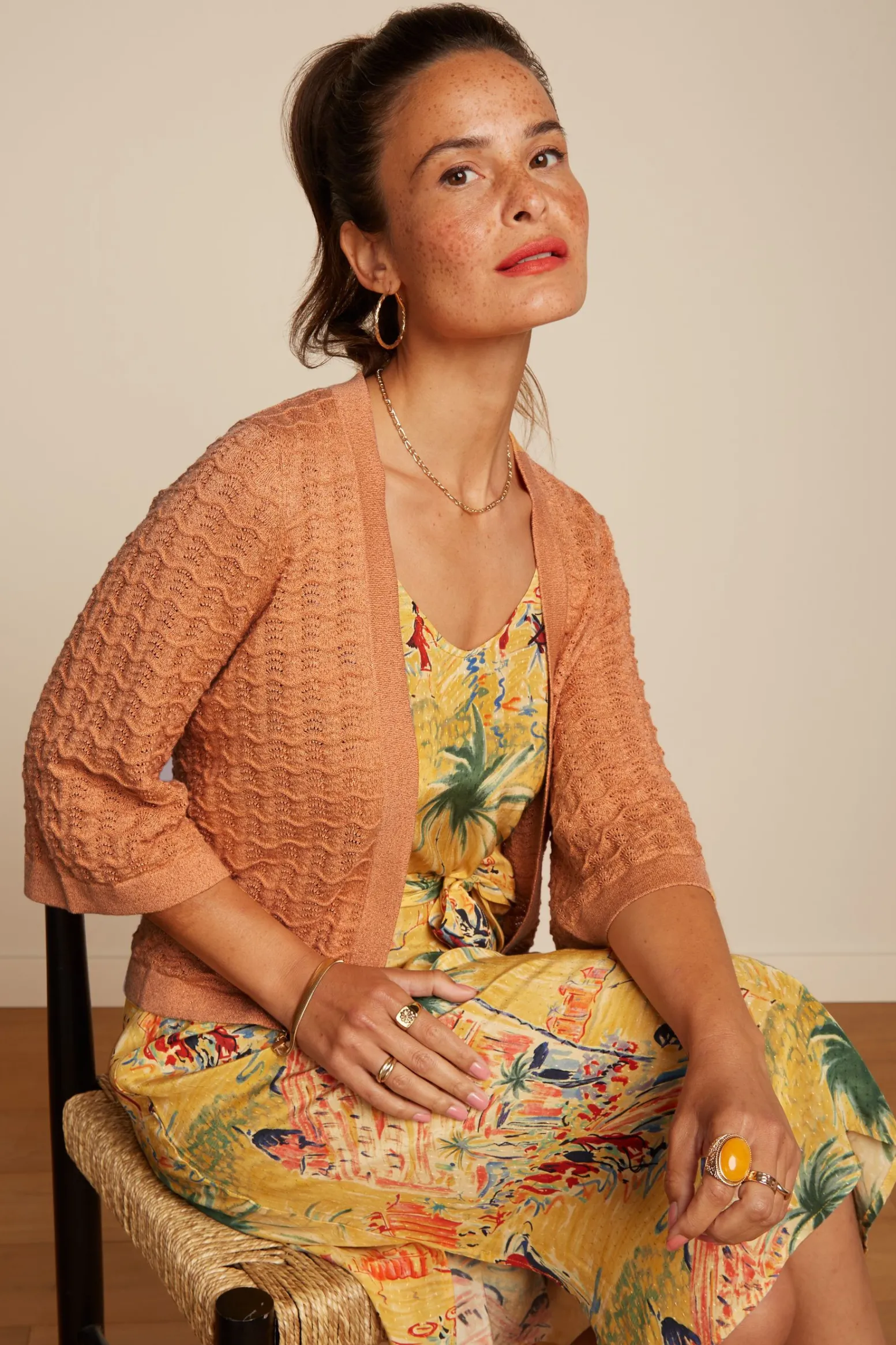 King Louie Vesten|Emily Cardi Palette Mock Orange