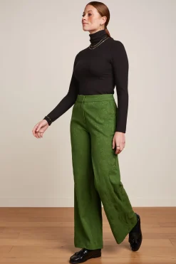 King Louie Broeken|Federica Pants Buzz Jacquard Palm Green