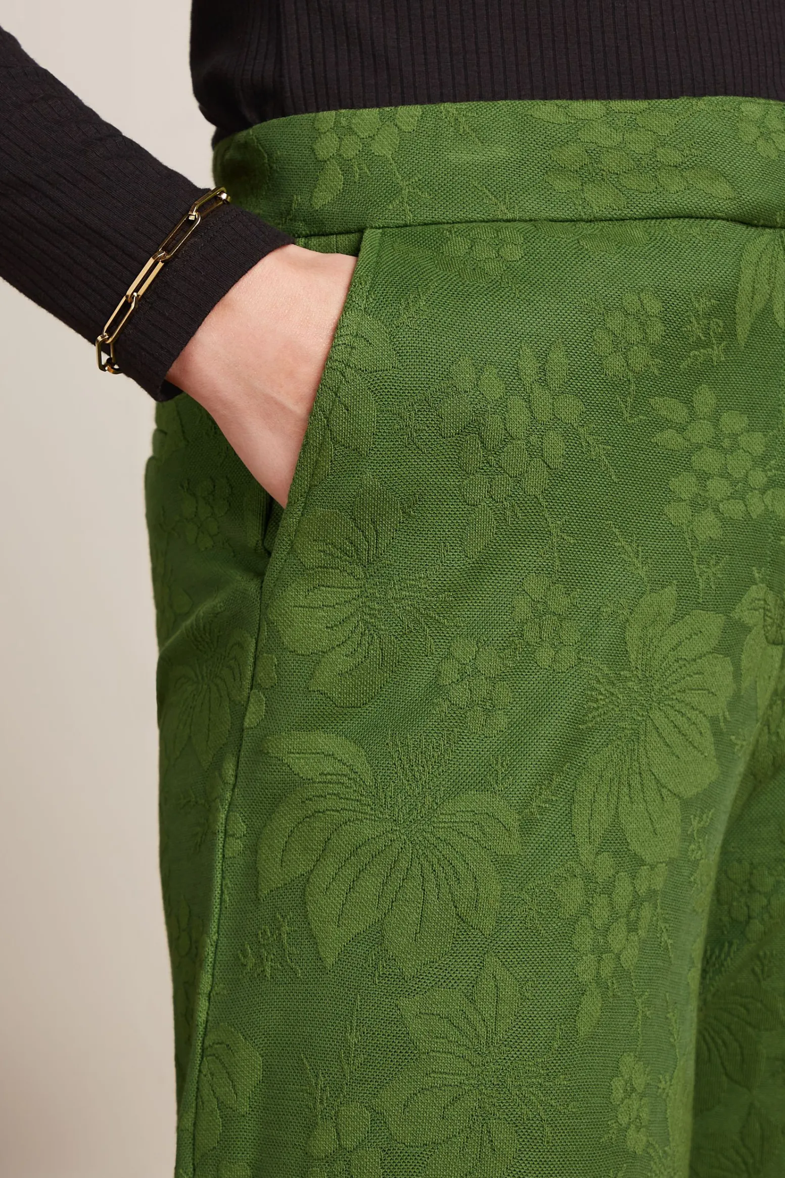 King Louie Broeken|Federica Pants Buzz Jacquard Palm Green