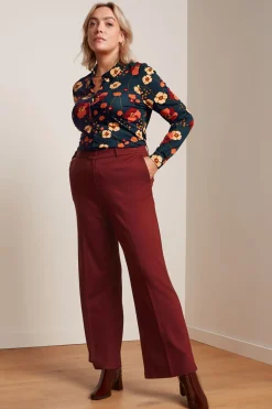 King Louie Broeken|Federica Pants Milano Uni Beet Red