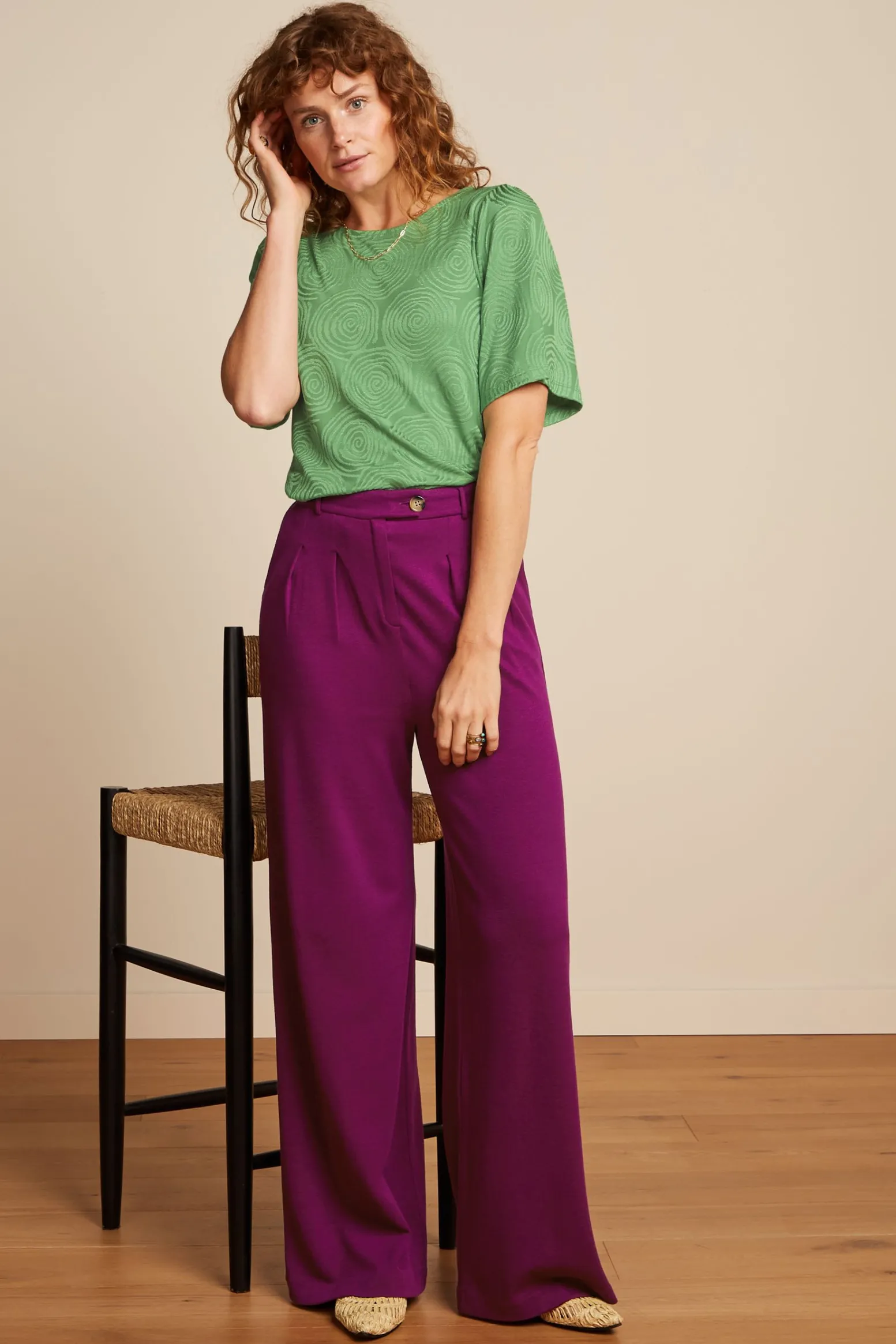King Louie Broeken|Fintan Pants Milano Crepe Caspia Purple