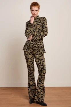 King Louie Broeken|Flared Pants Bobbin Jacquard Black