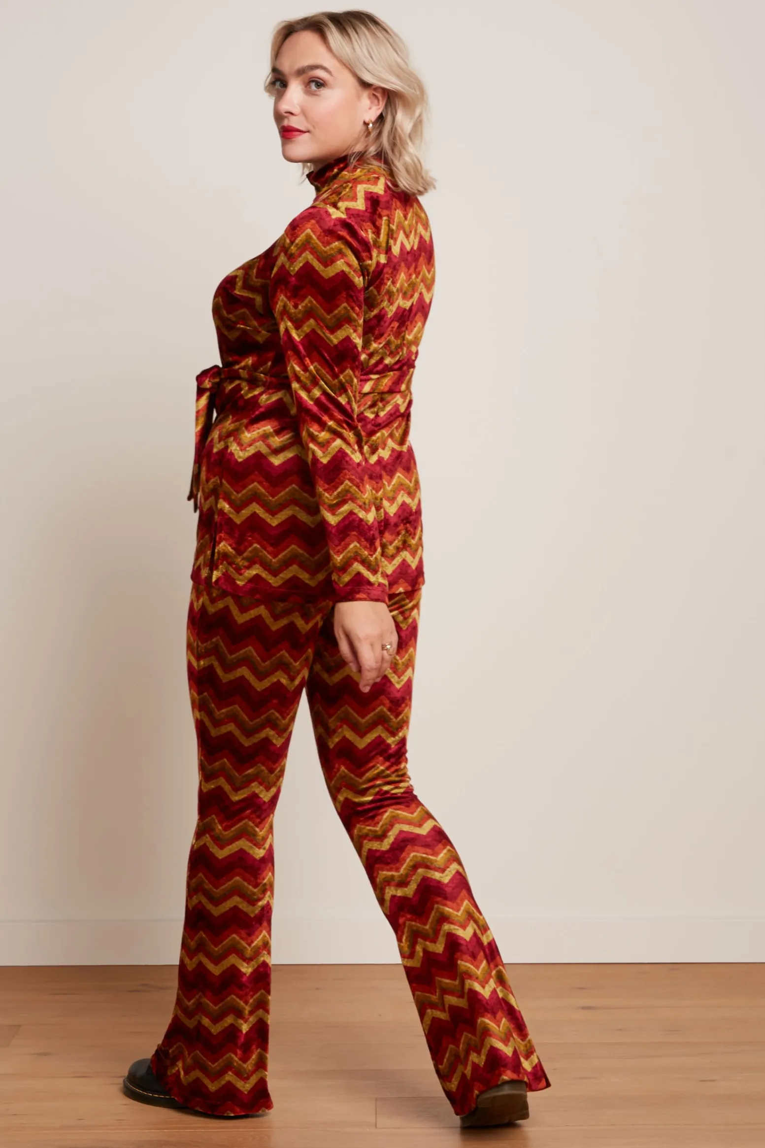 King Louie Broeken|Flared Pants Penny Cabernet Red