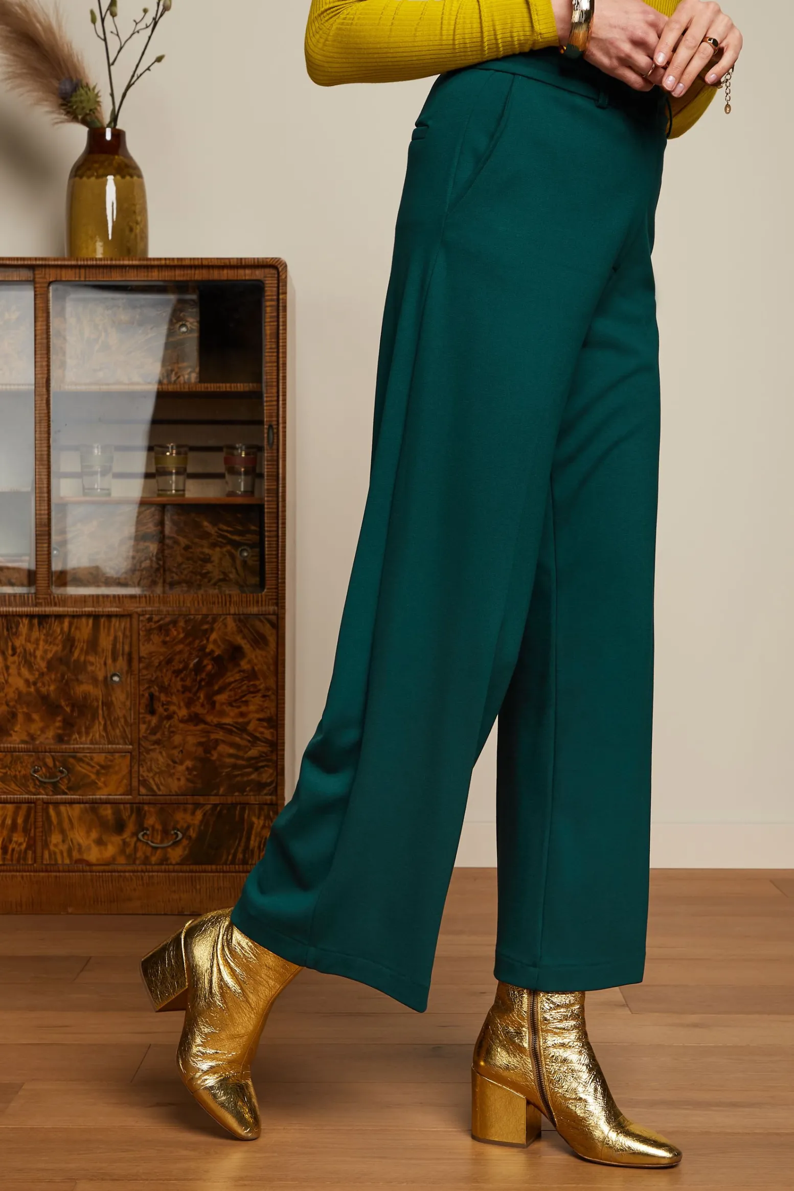 King Louie Broeken|Frederica Pants Milano Uni Pine Green