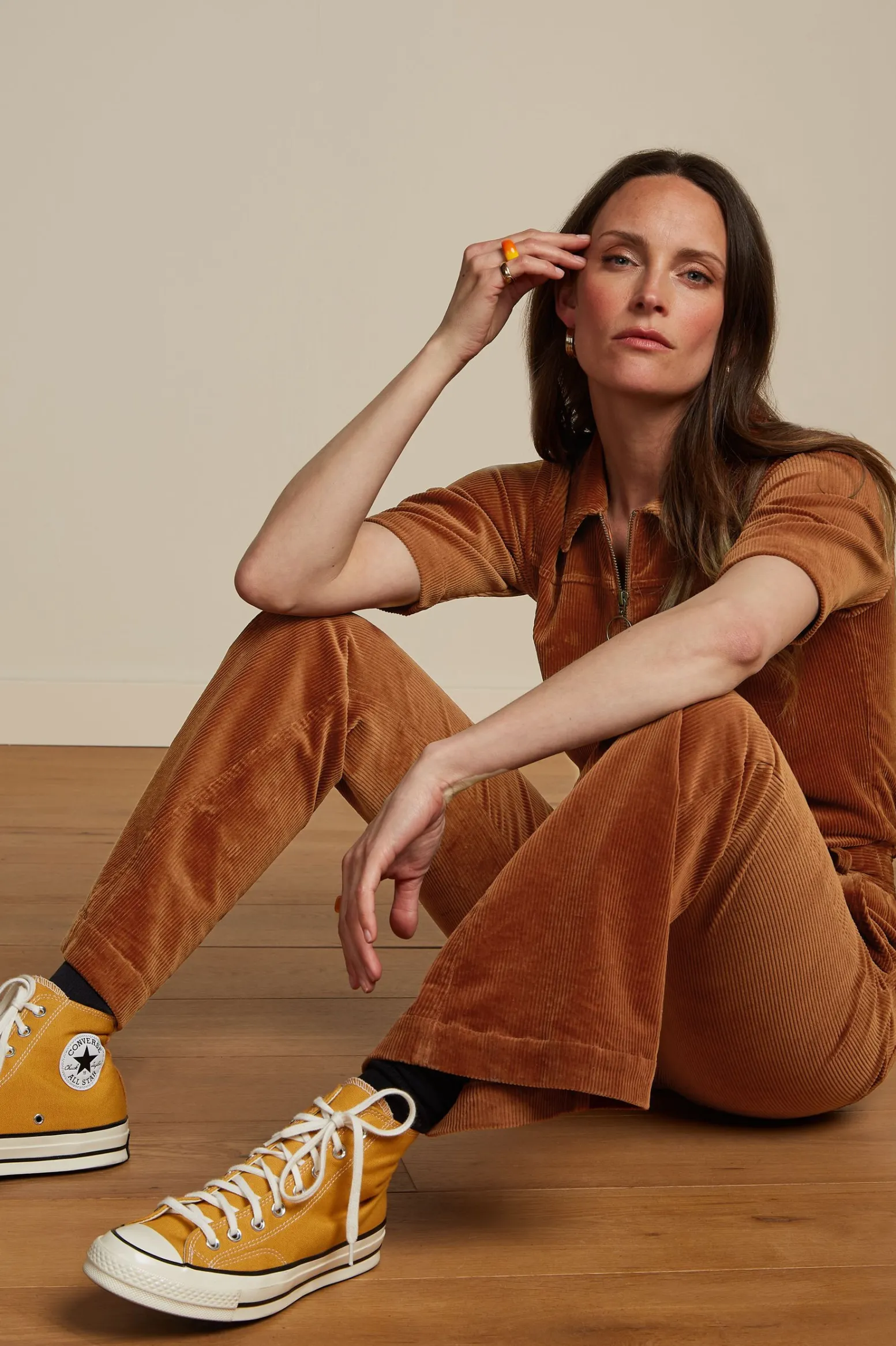 King Louie Jumpsuits|Garbo Flare Jumpsuit Corduroy Bombay Brown