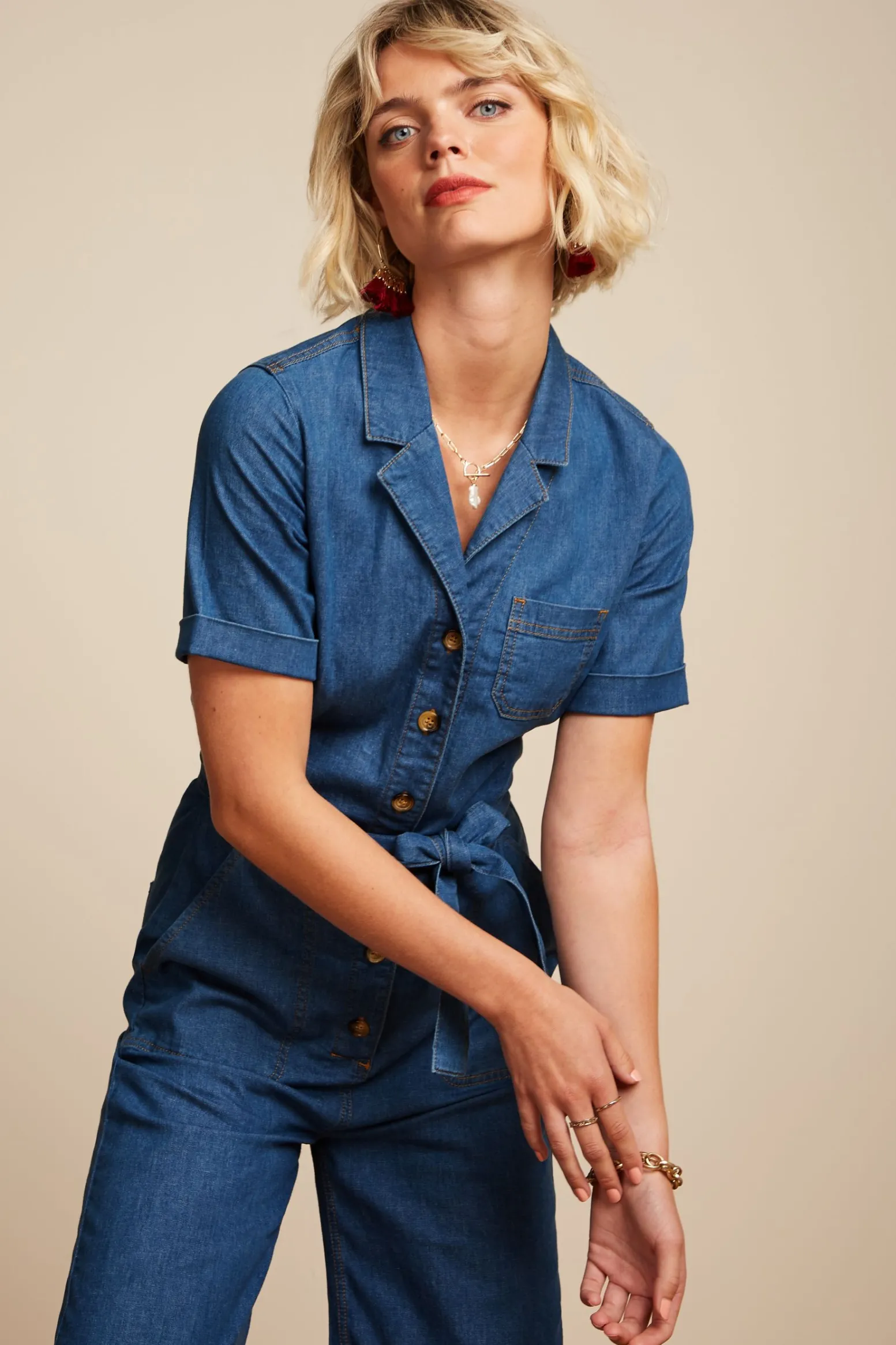 King Louie Jumpsuits|Gracie Jumpsuit Chambray Denim Blue