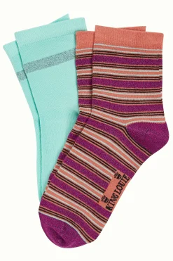 King Louie Accessoires|Half Socks 2-Pack Castillo Stripe Vivid Purple