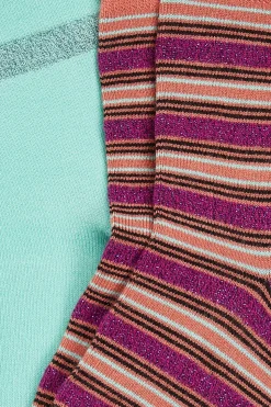 King Louie Accessoires|Half Socks 2-Pack Castillo Stripe Vivid Purple