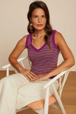 King Louie Tops & Shirts|Hazel Top Bee Stripe Sparkling Purple