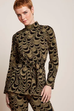 King Louie Tops & Shirts|Heloise Tunic Top Bobbin Jacquard Black