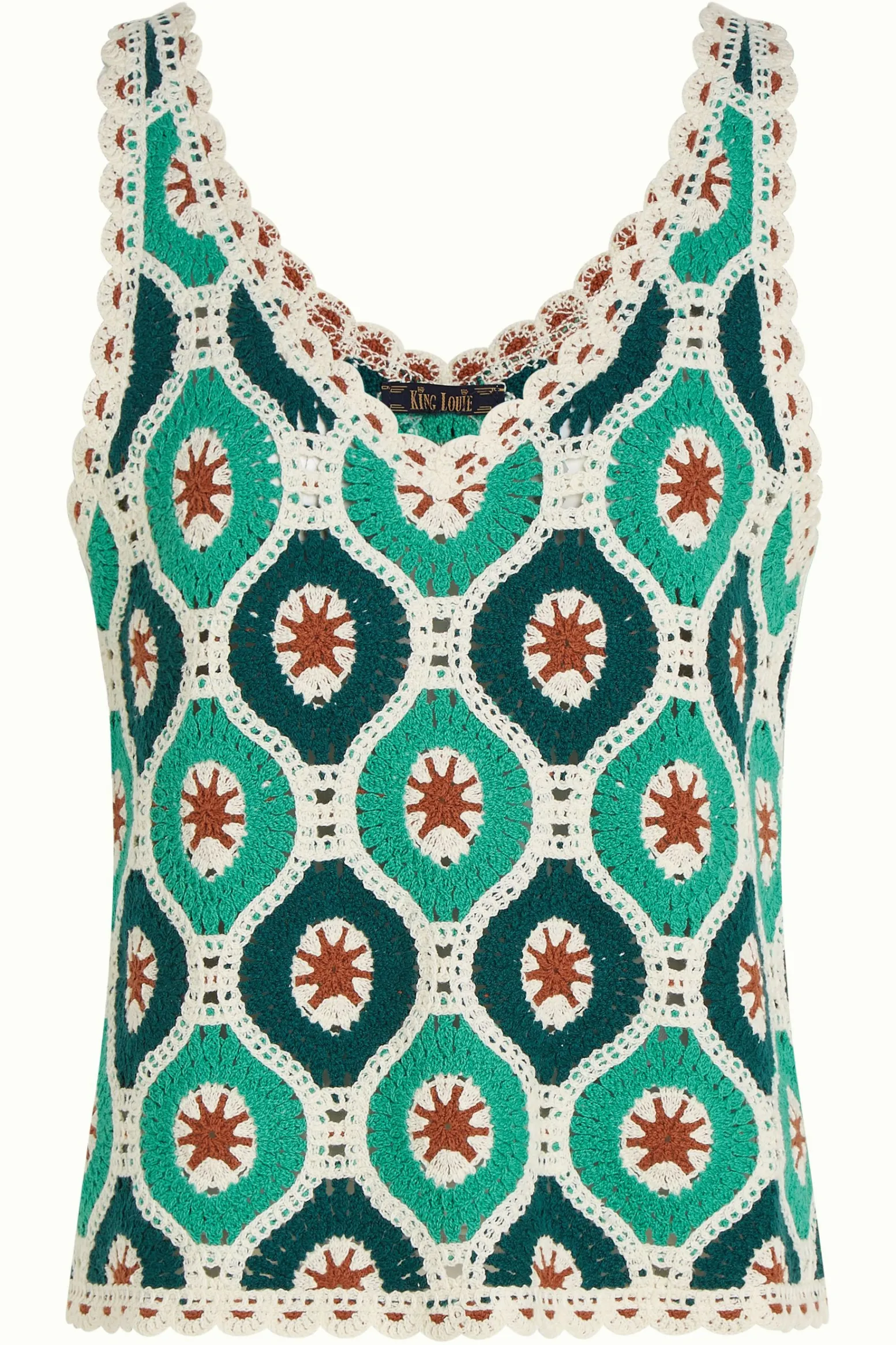 King Louie Tops & Shirts|Janis Top Fray Crochet Dragonfly Green