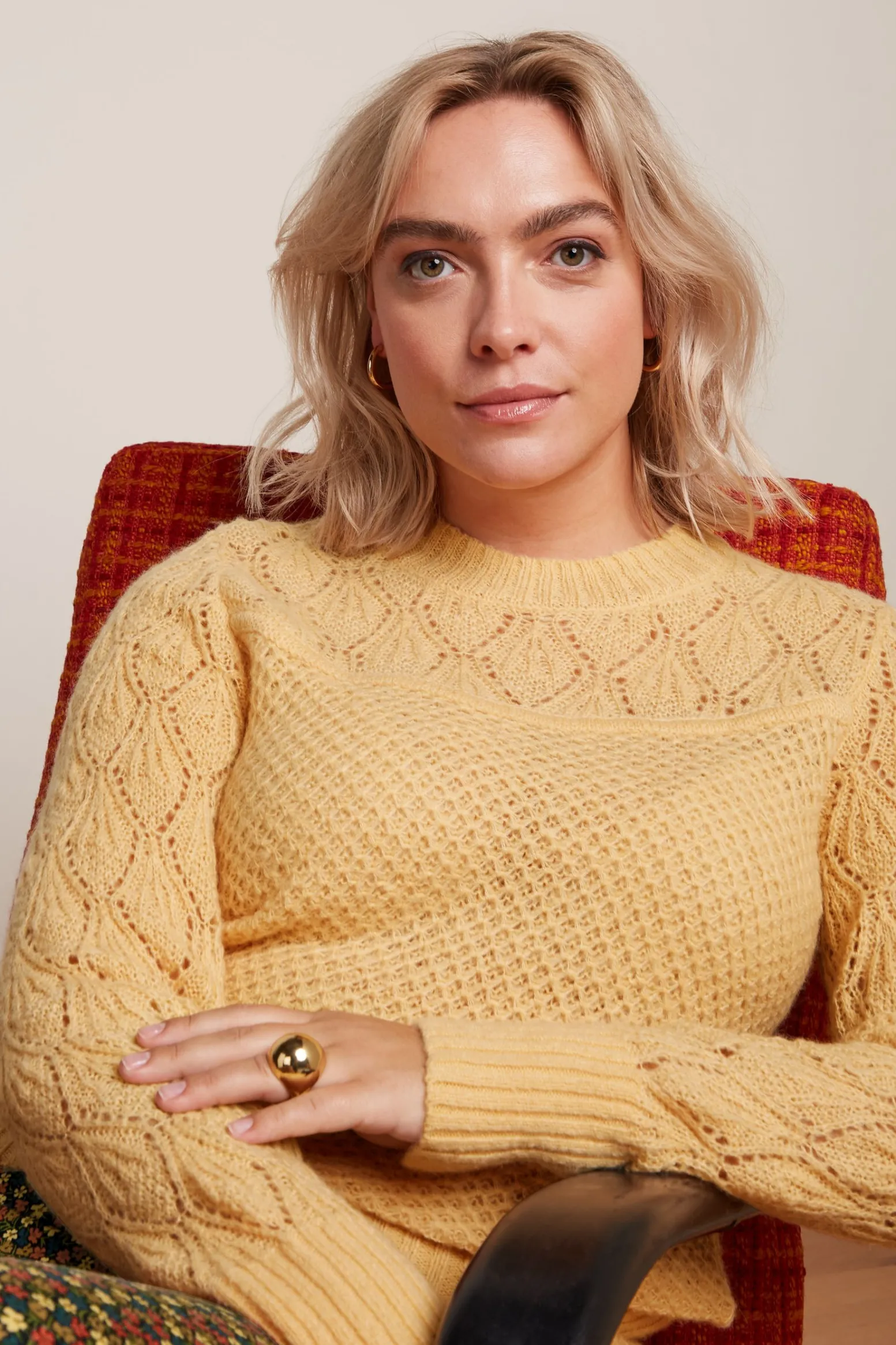 King Louie Tops & Shirts|Jeannie Yoke Sweater Farfalle Pebble