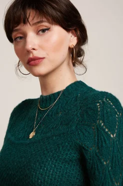 King Louie Tops & Shirts|Jeannie Yoke Sweater Farfalle Pine Green
