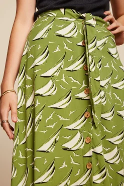 King Louie Rokken|Judy Midi Skirt Bateau Woodbine Green