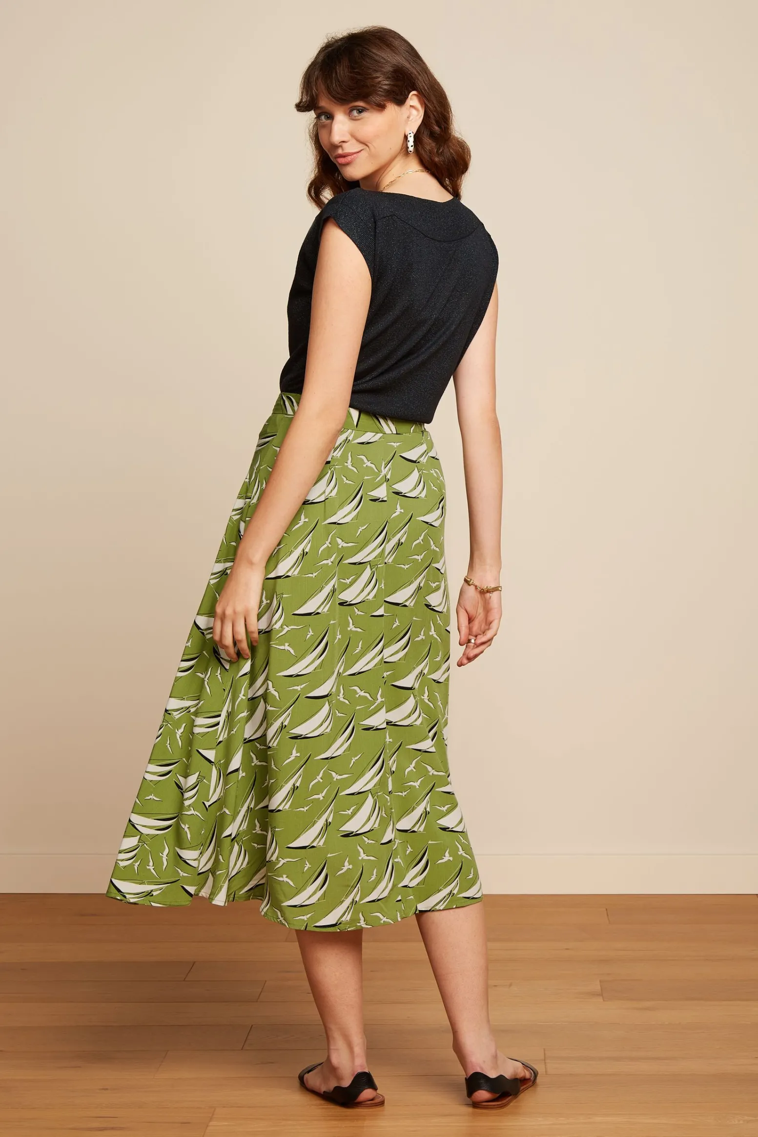 King Louie Rokken|Judy Midi Skirt Bateau Woodbine Green