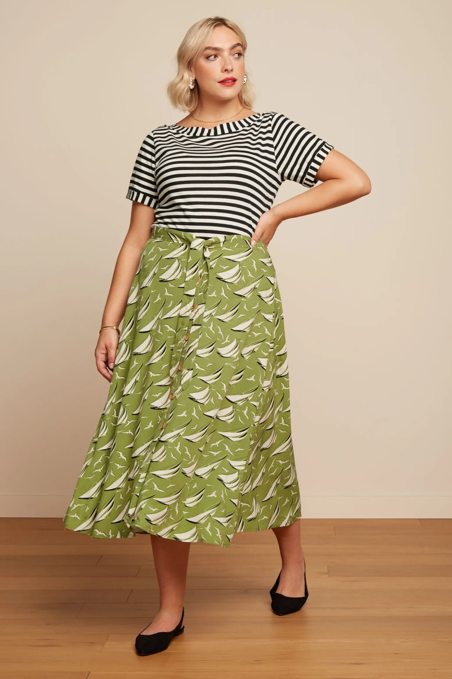 King Louie Rokken|Judy Midi Skirt Bateau Woodbine Green