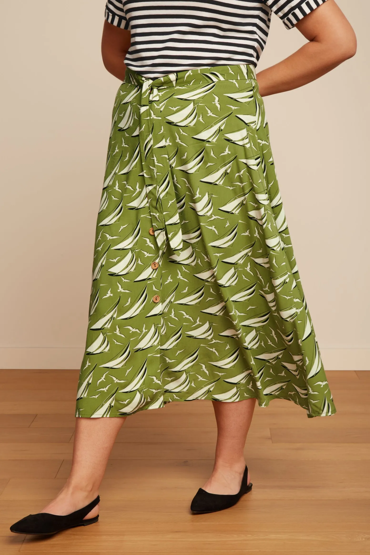 King Louie Rokken|Judy Midi Skirt Bateau Woodbine Green