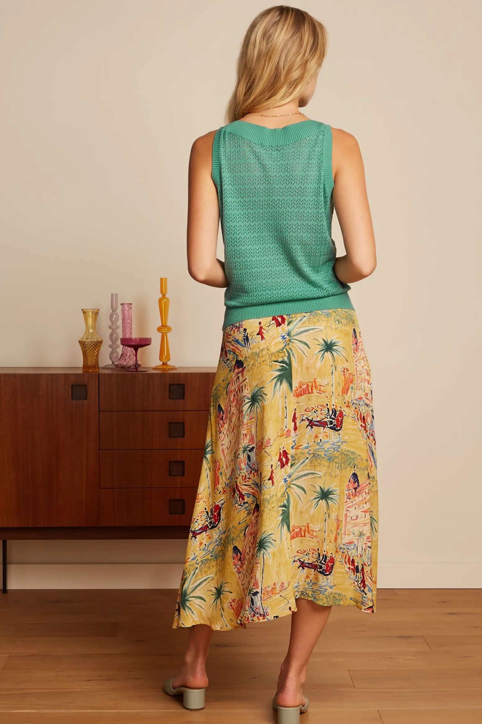 King Louie Rokken|Judy Midi Skirt Serafini Tuscan Yellow
