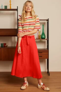 King Louie Rokken|Judy Midi Skirt Verano Fire Red