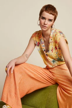 King Louie Blouses|July Blouse Serafini Tuscan Yellow