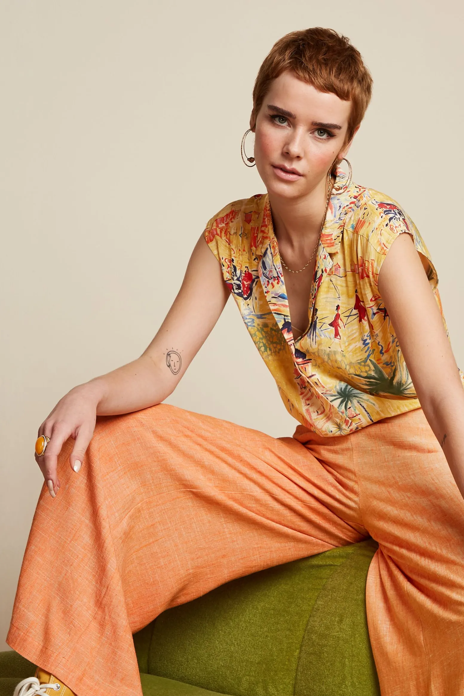 King Louie Blouses|July Blouse Serafini Tuscan Yellow