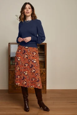 King Louie Rokken|Juno Midi Skirt Cecilia Spicy Brown