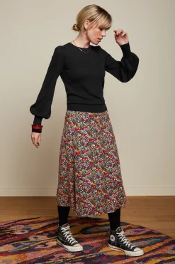 King Louie Rokken|Juno Midi Skirt Meadow Black