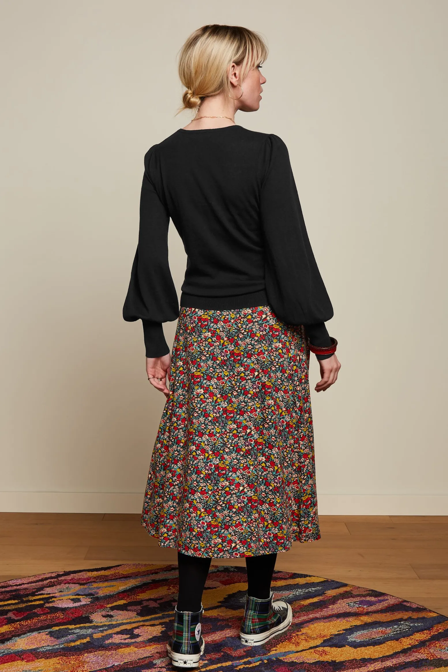 King Louie Rokken|Juno Midi Skirt Meadow Black