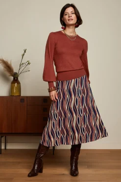 King Louie Rokken|Juno Midi Skirt Merrill Blue