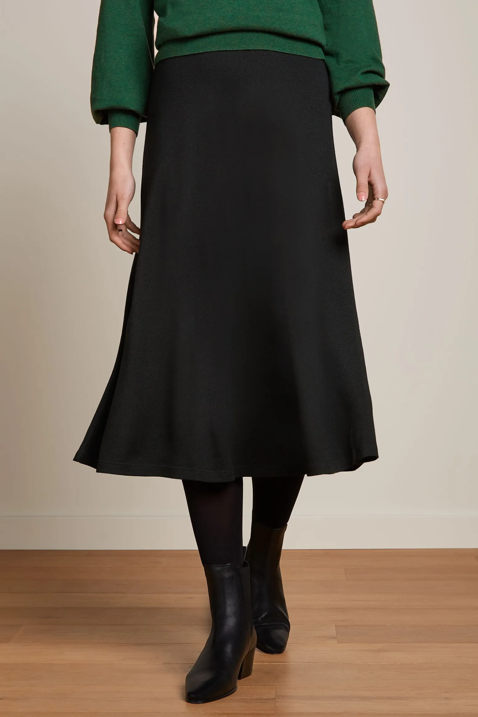 King Louie Rokken|Juno Midi Skirt Milano Crepe Black