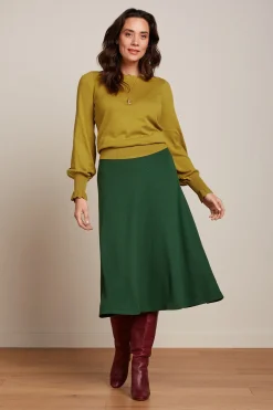 King Louie Rokken|Juno Midi Skirt Milano Crepe Forest Green