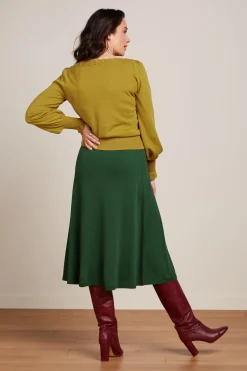 King Louie Rokken|Juno Midi Skirt Milano Crepe Forest Green