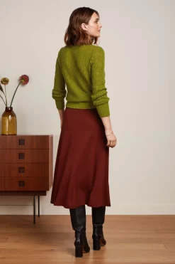 King Louie Rokken|Juno Midi Skirt Milano Crepe Sandelwood Brown