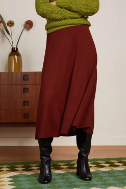King Louie Rokken|Juno Midi Skirt Milano Crepe Sandelwood Brown