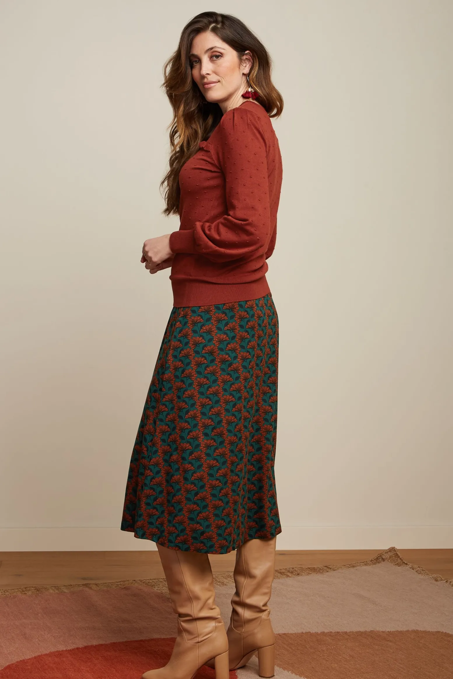 King Louie Rokken|Juno Midi Skirt Noushh Pine Green