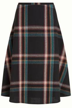 King Louie Rokken|Juno Midi Skirt Sera Check Black