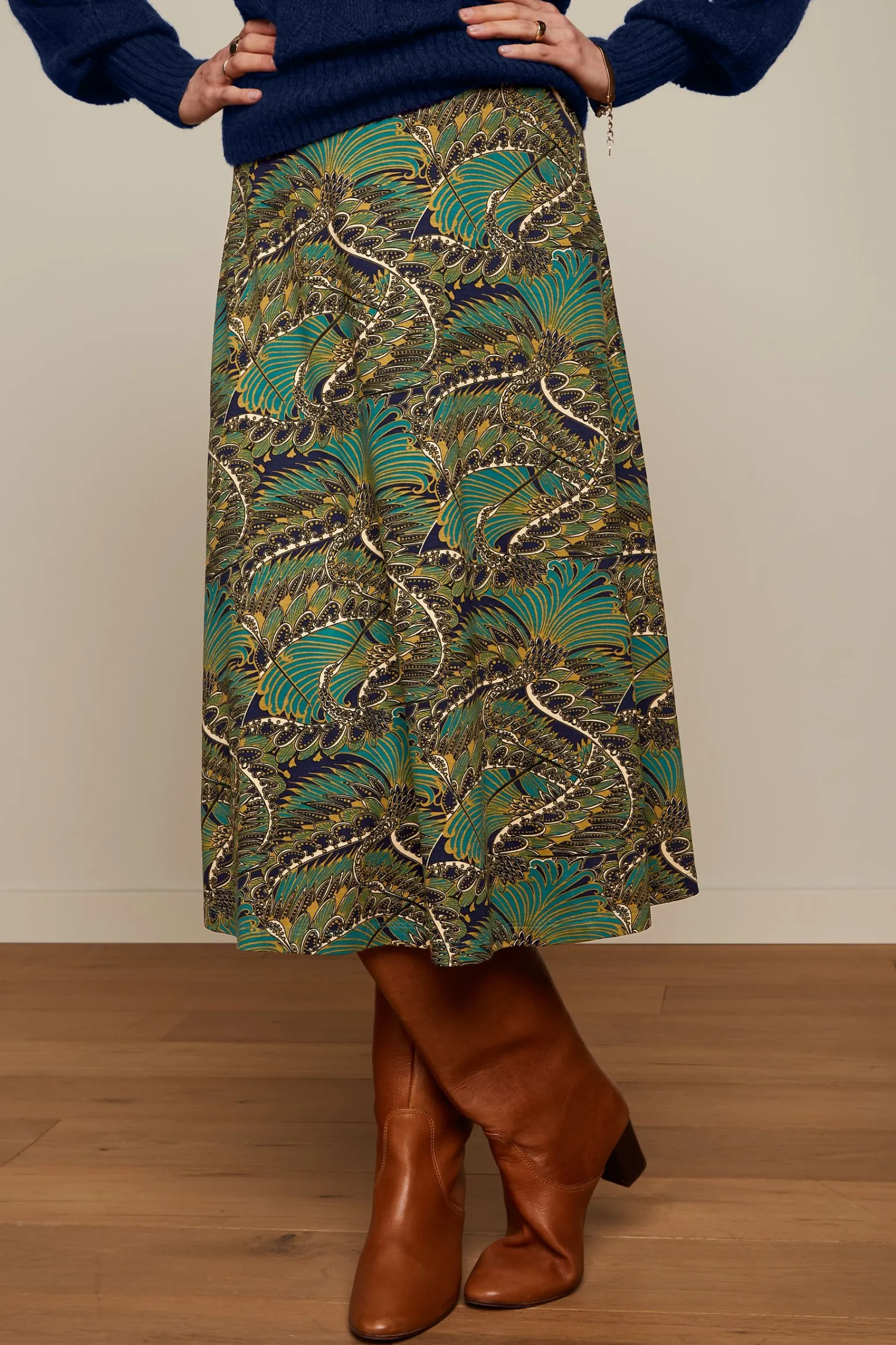 King Louie Rokken|Juno Midi Skirt Venus Blue