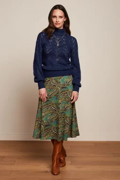 King Louie Rokken|Juno Midi Skirt Venus Blue